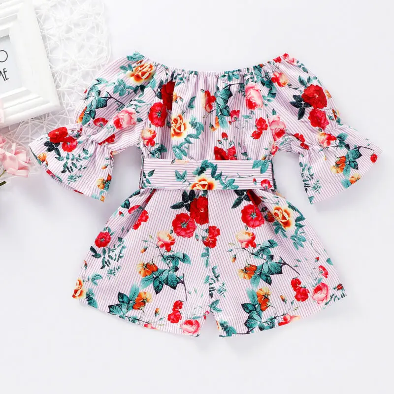 Милый детский комбинезон для маленьких девочек Комбинезон с цветочным рисунком