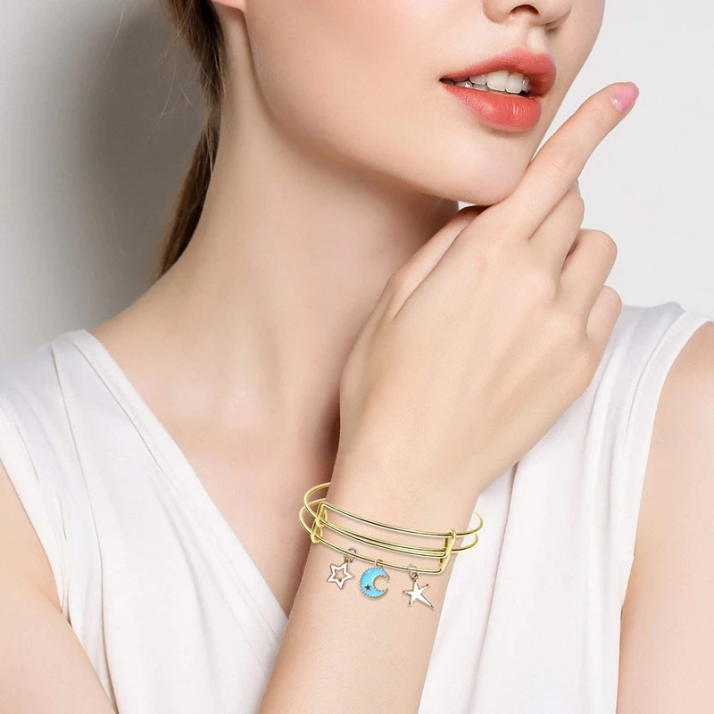 

60Pcs Expandable Bangle Bracelets Adjustable Wire Blank Women Bracelets Women