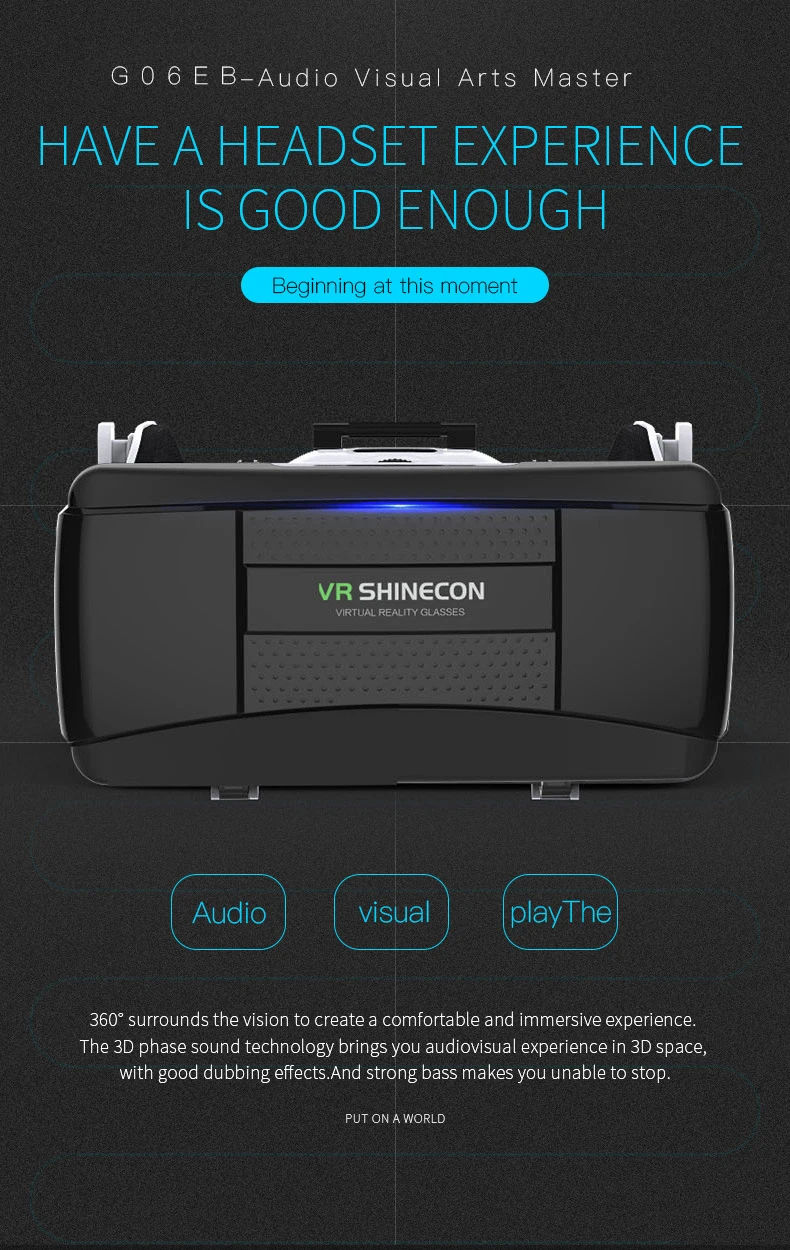 Новейшие 3D очки виртуальной реальности shinecon VR гарнитура шлем для смартфона смартфон картон Google(4,7-6,1 дюймов