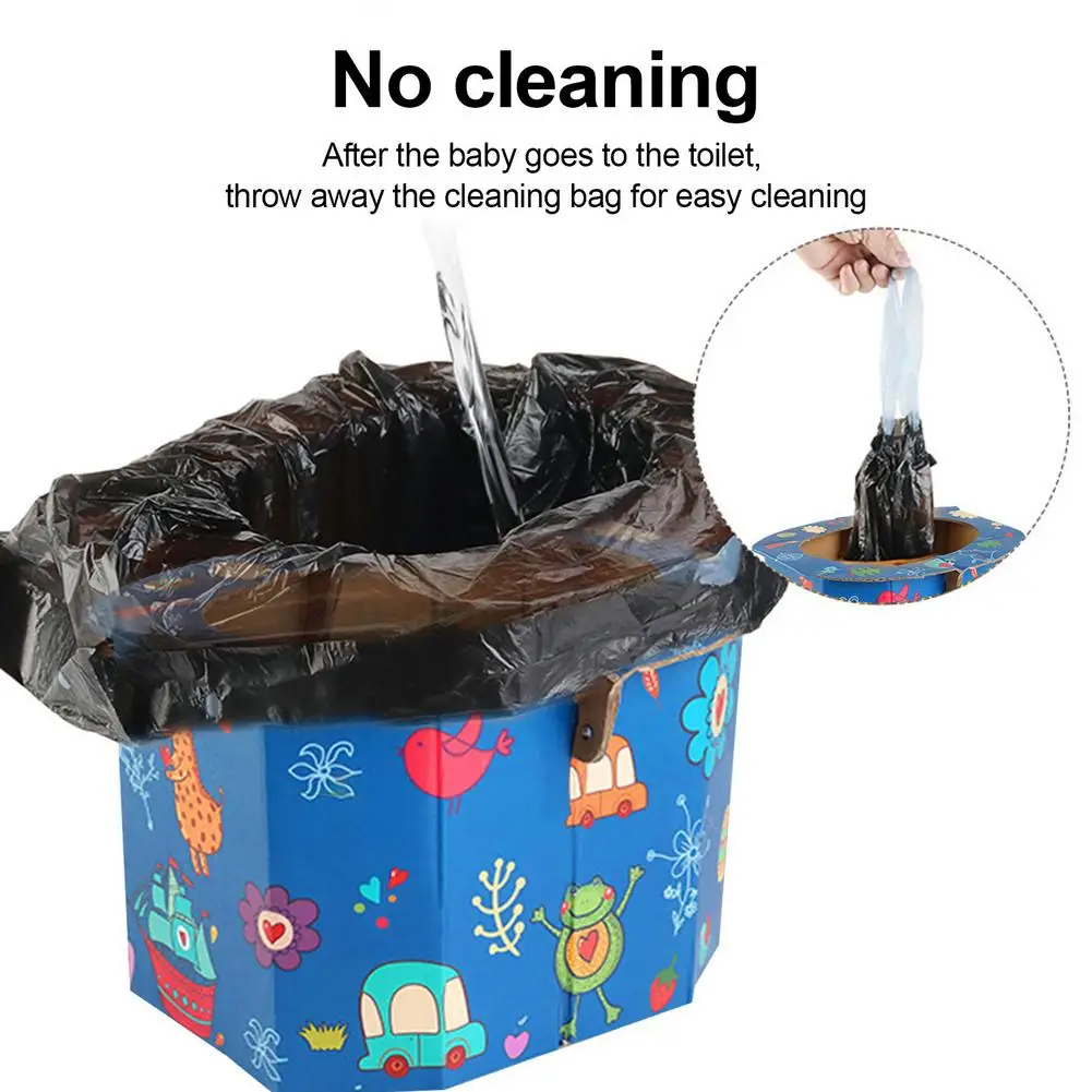 

Children's Folding Toilet Outdoor Portable Travel Trash Can Paper Camping Trip Emergency WC With Garbage Bag Picnic Supplies