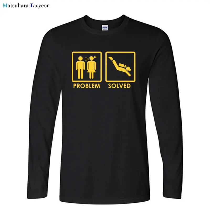 

Футболка мужская с забавным разрешением проблем, хлопковая рубашка с длинным рукавом для Акваланга, дайвинга, плавания