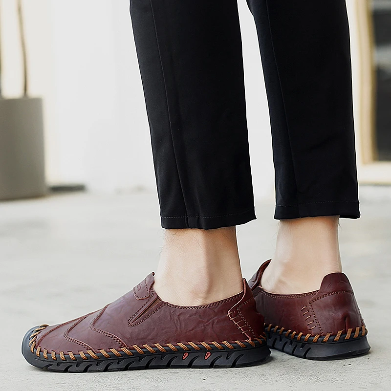 Spring Autumn Men Shoes Loafers Slip-ons Loafer Casual Leather Footwear Handmade Mens Slip on Male Comfortable Shoe Light | Обувь