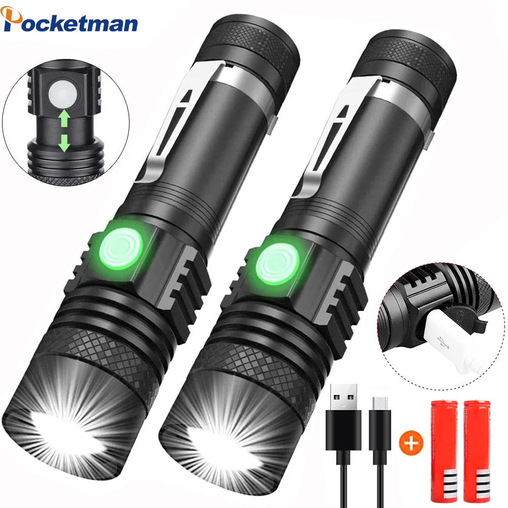 

LED Flashlight Portable USB Rechargeable Torch T6/L2/V6 LED Zoom Bicycle Head Light Hand Light Rechargeable