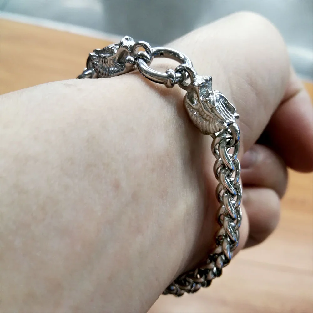 

Hip hop "Chinese LONG" chain head Braclet stainless steel men women various lengths