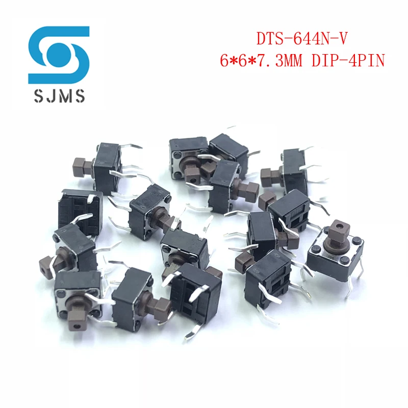 

10 шт DTS-644N-V 6*6 6*6*7,3 6x6x мм тактовый сенсорный Микро Тактильный кнопочный переключатель DIP / SMD 4 Pin переключатели сброса