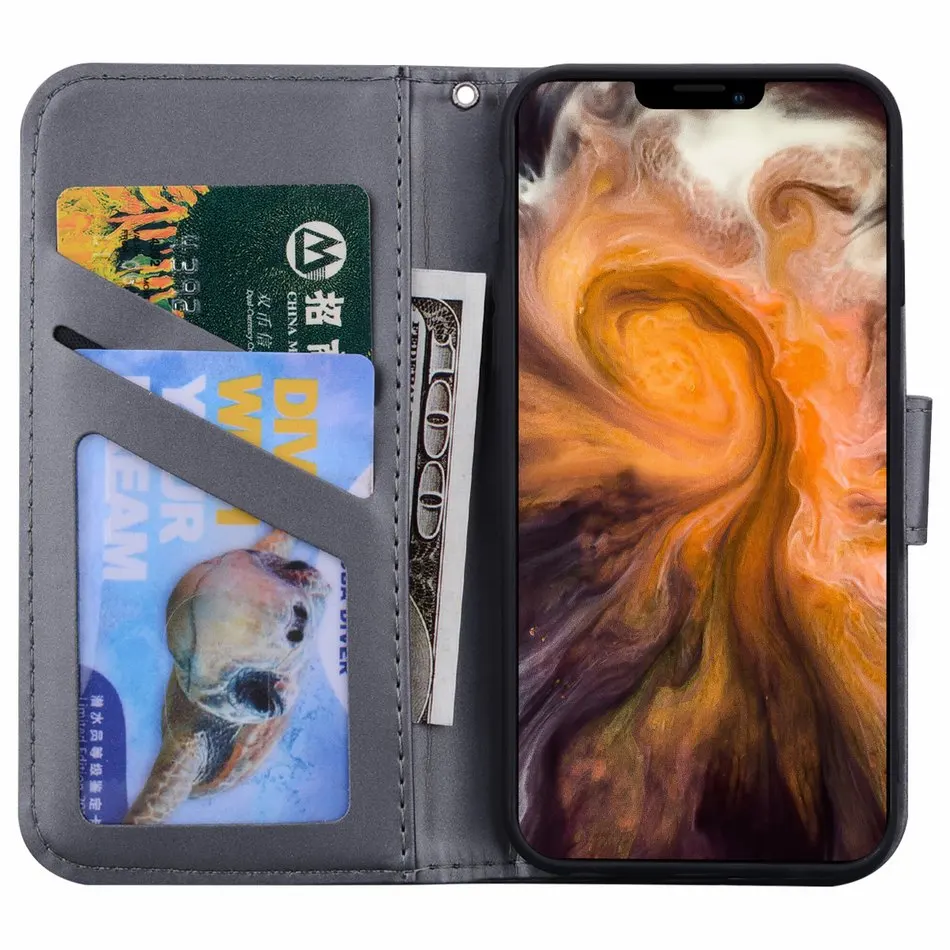 Роскошный кожаный кошелек для телефона samsung Galaxy A50 A60 A70 A70S, однотонный чехол для телефона, милый маленький питомец, панда, лягушка, кошка, E22G