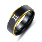 12 созвездия Зодиака Знаки кольца на палец для женщин девушек черное серебряное кольцо из нержавеющей стали Anel Anillos Jewelry Размер 6-13