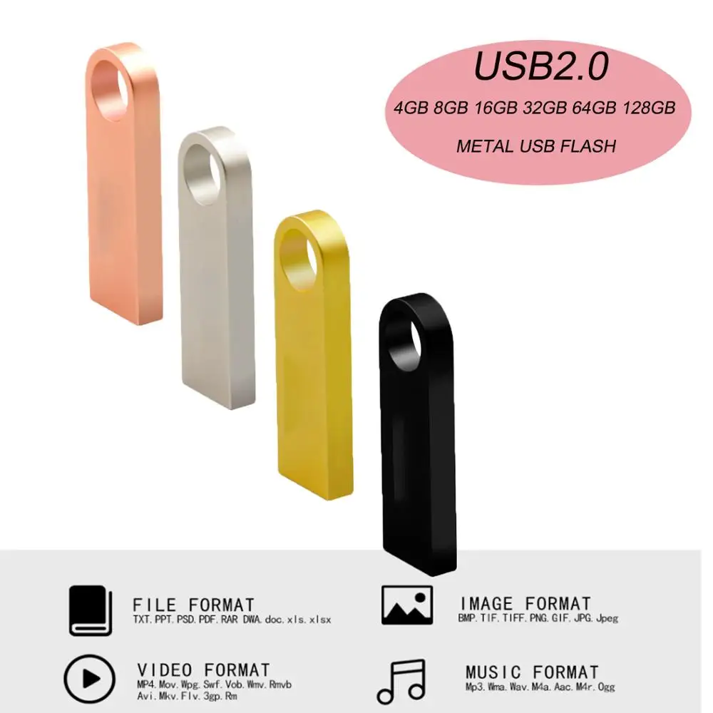 USB 2 0 флеш-накопитель металлический 32 ГБ 16 8 4 Usb 128 64 бесплатная доставка |