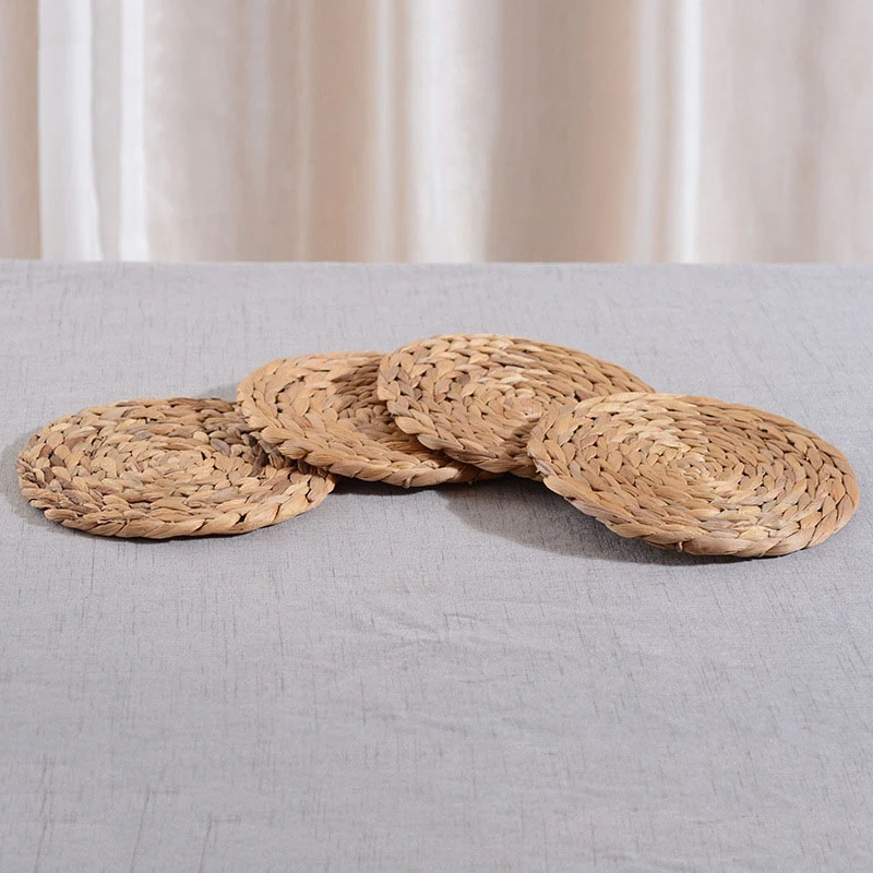 4 шт. круглый тканый коврик для столов из ротанга обеденного стола водной тыквы
