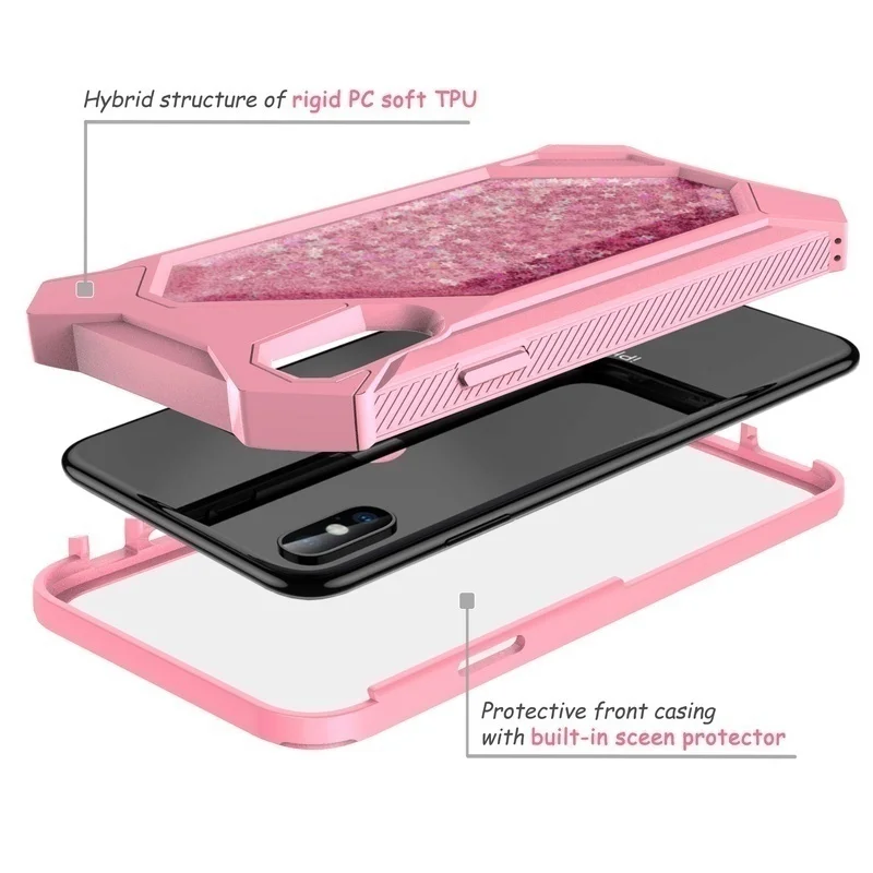 360 зыбучие пески 3D с сияющими блестками жидким Гибридный чехол для IPhone 11/ 11 Pro Max/ X/