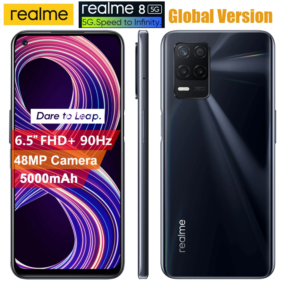 

Global Russian Realme 8 5G Mobile Phone 4G 64G 6.5 inch Octa Core 90Hz Refresh Rate 48MP Camera 3-Card Slot 5000mAh Smartphone