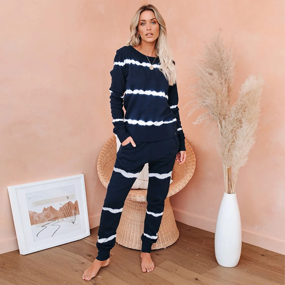 

2pcs Women Autumn Casual striped Loose Pajama Set Sexy T shirts Top Shorts Set Night Sleepwear Homewear