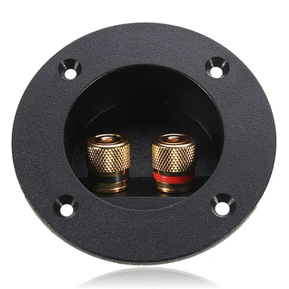 

75mm Copper Head Speaker Junction Box Round Back Panel With 2 Banana Jack Subwoofer Speaker Terminal Connectors Glided