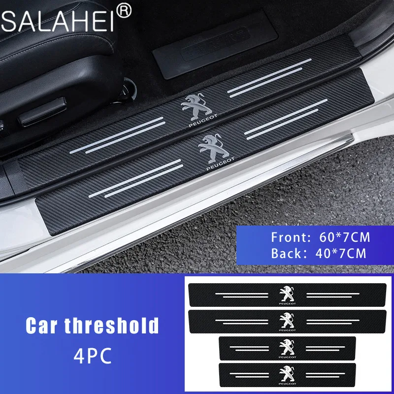 

4pcs Car Door Sill Plate Protectors For Peugeot 207 307 107 407 507 508 408 308 506 206 406 1008 5008 3008 Car Threshold Strip