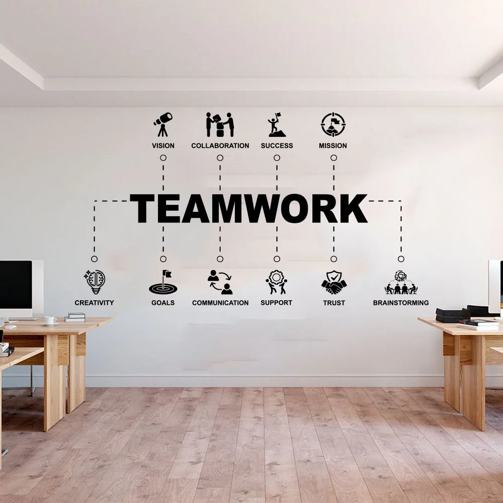 

Large Teamwork Values Office Team Spirit Wall Decal Office Motivational Inspiring Corperation Quote Company Wall Sticker Vinyl