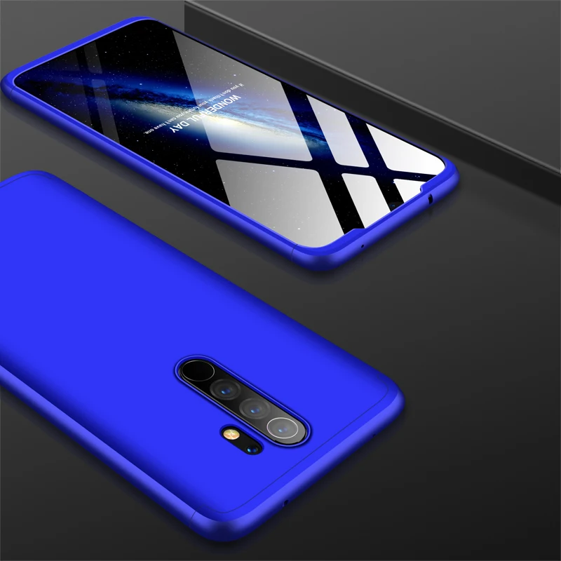 3-в-1 чехол для Xiaomi redmi note 8 Pro Чехол Крышка защитное кольцо магнетизм кронштейн анти-столкновения в виде ракушки для redmi note 8 Coque - Цвет: blue