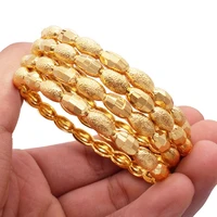 dubai bride hollow bangle women bracelet yellow gold filled oval beads shaped fashion lady gift