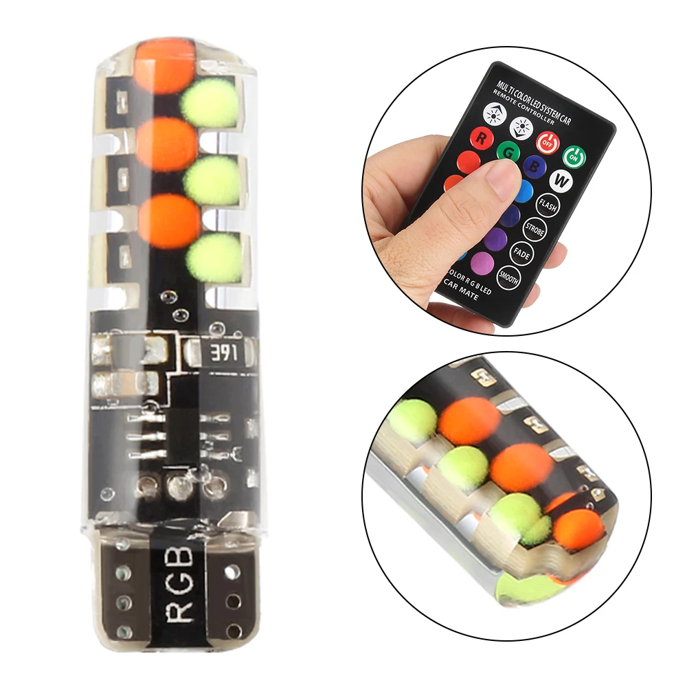 2 шт. RGB T10 W5W 194 168 автомобиля Купол Чтение светильник автомобилей Клин лампа