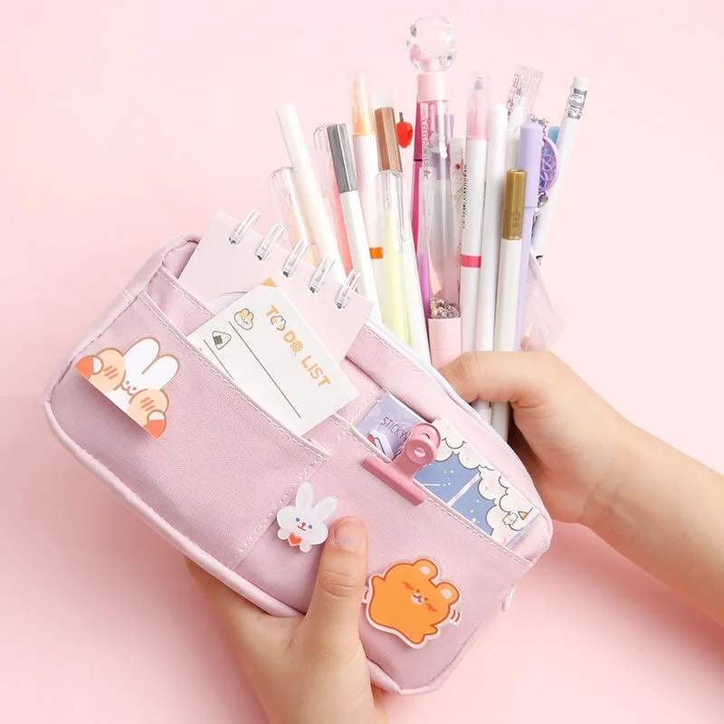 

Canvas Pencil Case High Capacity Pen Bags Cute Kawaii Cute Letter Pencil Bags For Girls Gift School Supplies Korean Stationery
