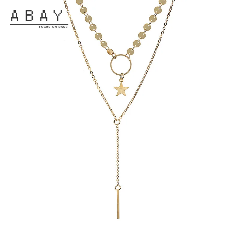 

Fashion Star Tassel Clavicle Chain Woman 2020 New Sexy Simple Versatile Retro Temperament Handmade Sequin Double Women Necklace
