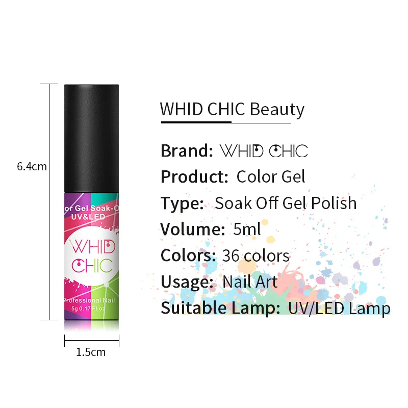 WHID CHICL 1 бутылка 5 мл Цветной Гель-лак для ногтей Чистый Розовый Фиолетовый Синий стойкий УФ-лак для ногтей