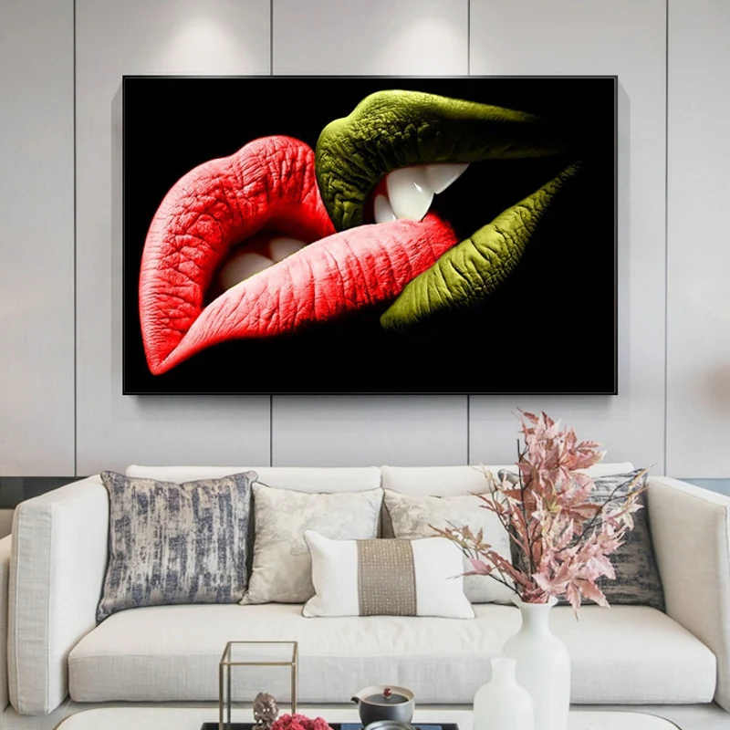 

Sexy Lips Canvas Art Paintings on The Wall Posters and Prints Scandinavian Cuadros Wall Art Pictures for Living Room Wall Decor