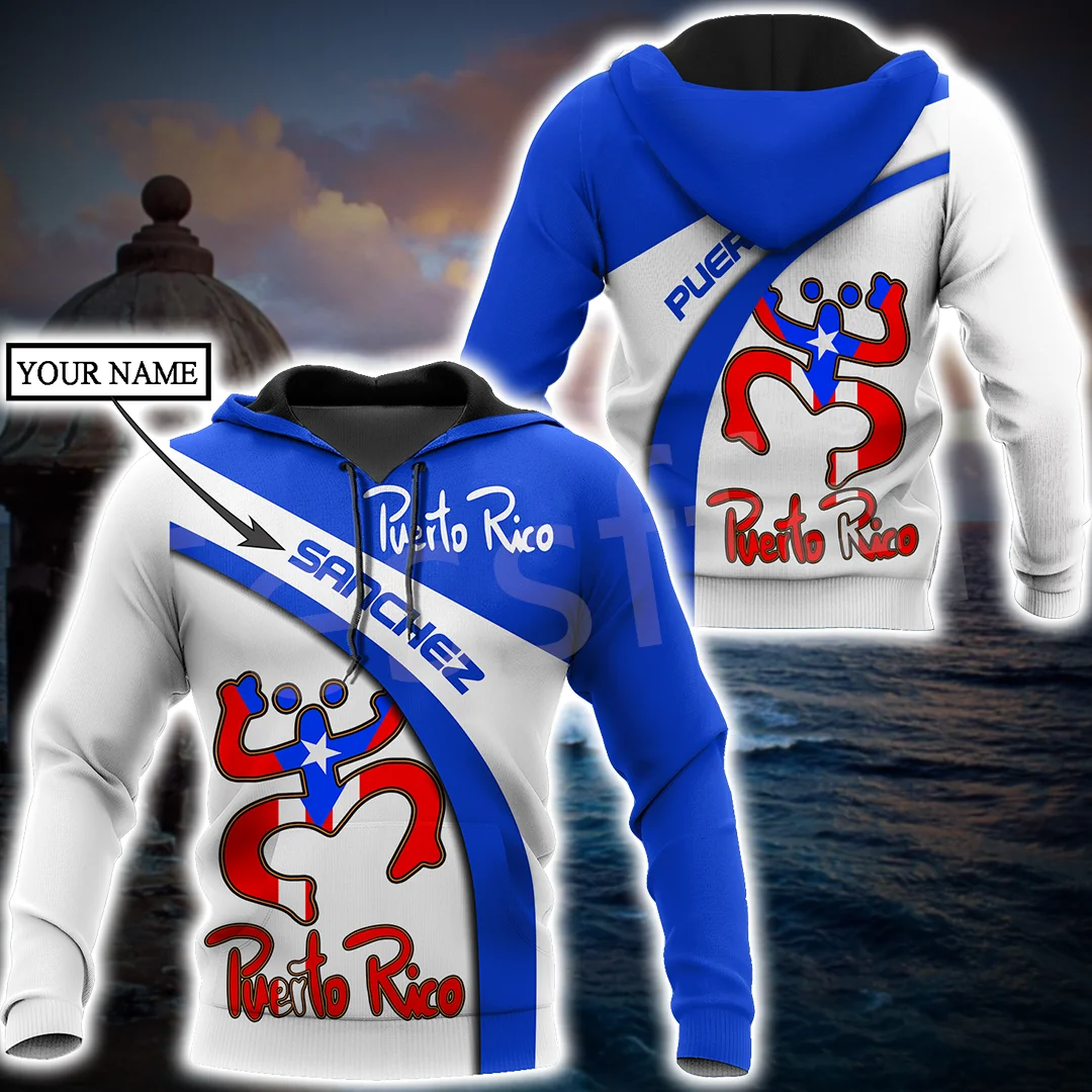 Tessffel Newest Country Flag Puerto Rico Taino Caribbean Sea Tattoo Harajuku Pullover 3DPrint Men/Women Funny Casual Hoodies X16