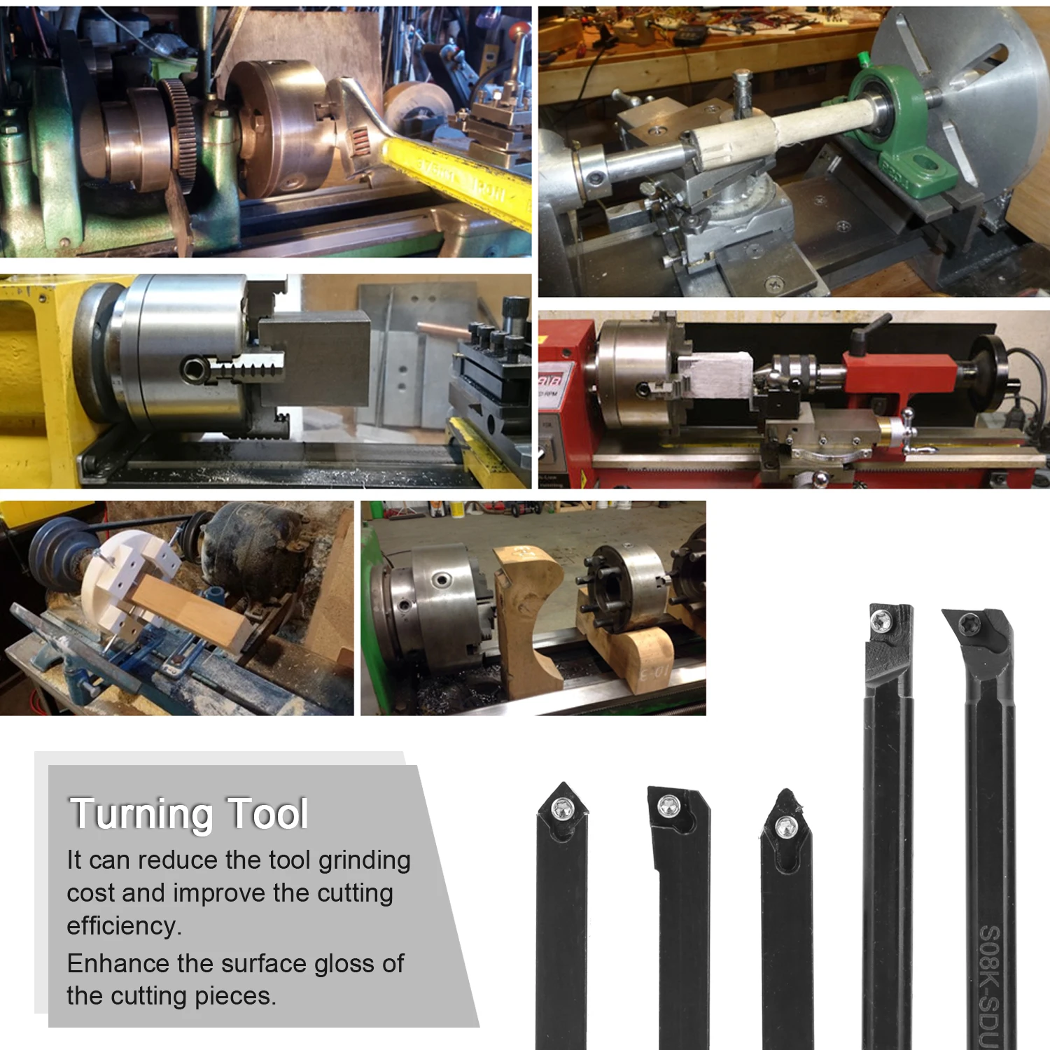 

5PCS 8mm Turning Tool Holder Boring Bar + 3PCS CCMT060204 + 2Pcs DCMT070204 Carbide Insert Set Turning Tool