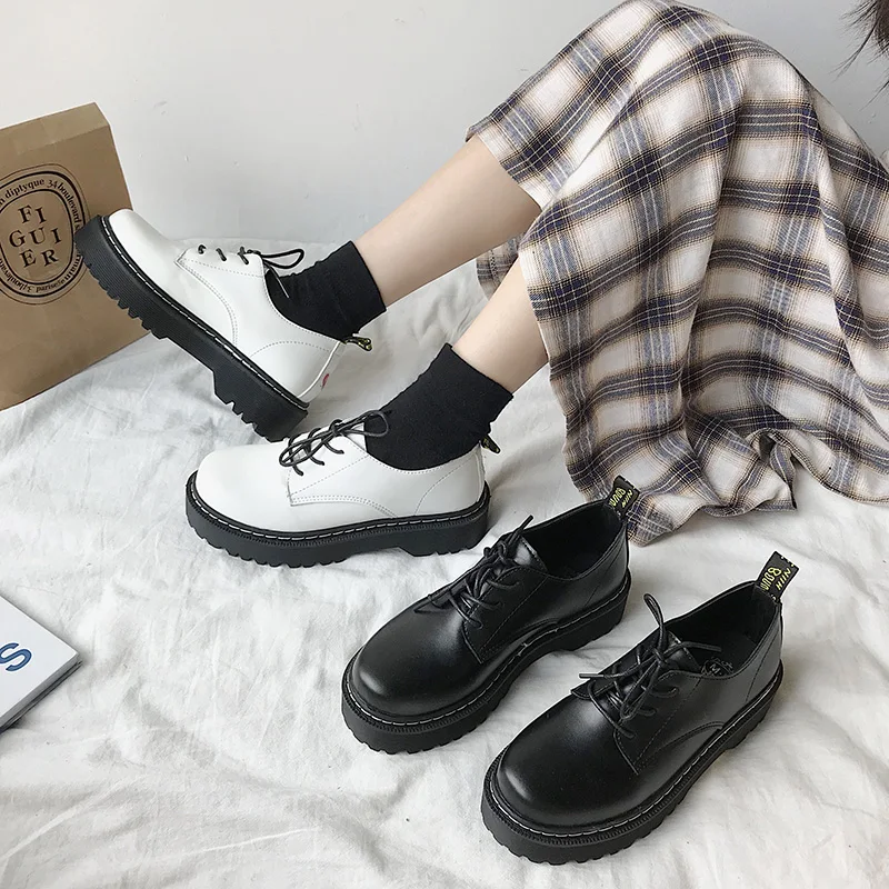 Кроссовки женские универсальные с круглым носком на платформе осень|Обувь без