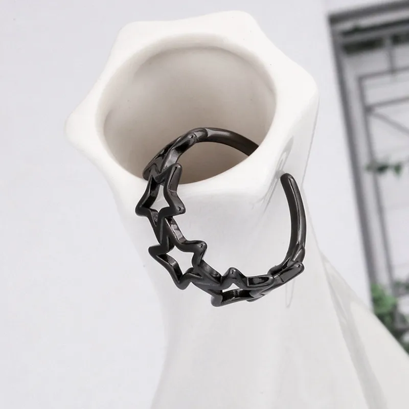 Женское кольцо на палец модное серебряное из серебра 925 пробы с полой звездочкой