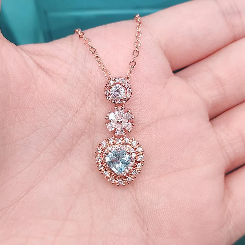 Черный ангел имитация небесного голубого топаза любовь сердце комплект