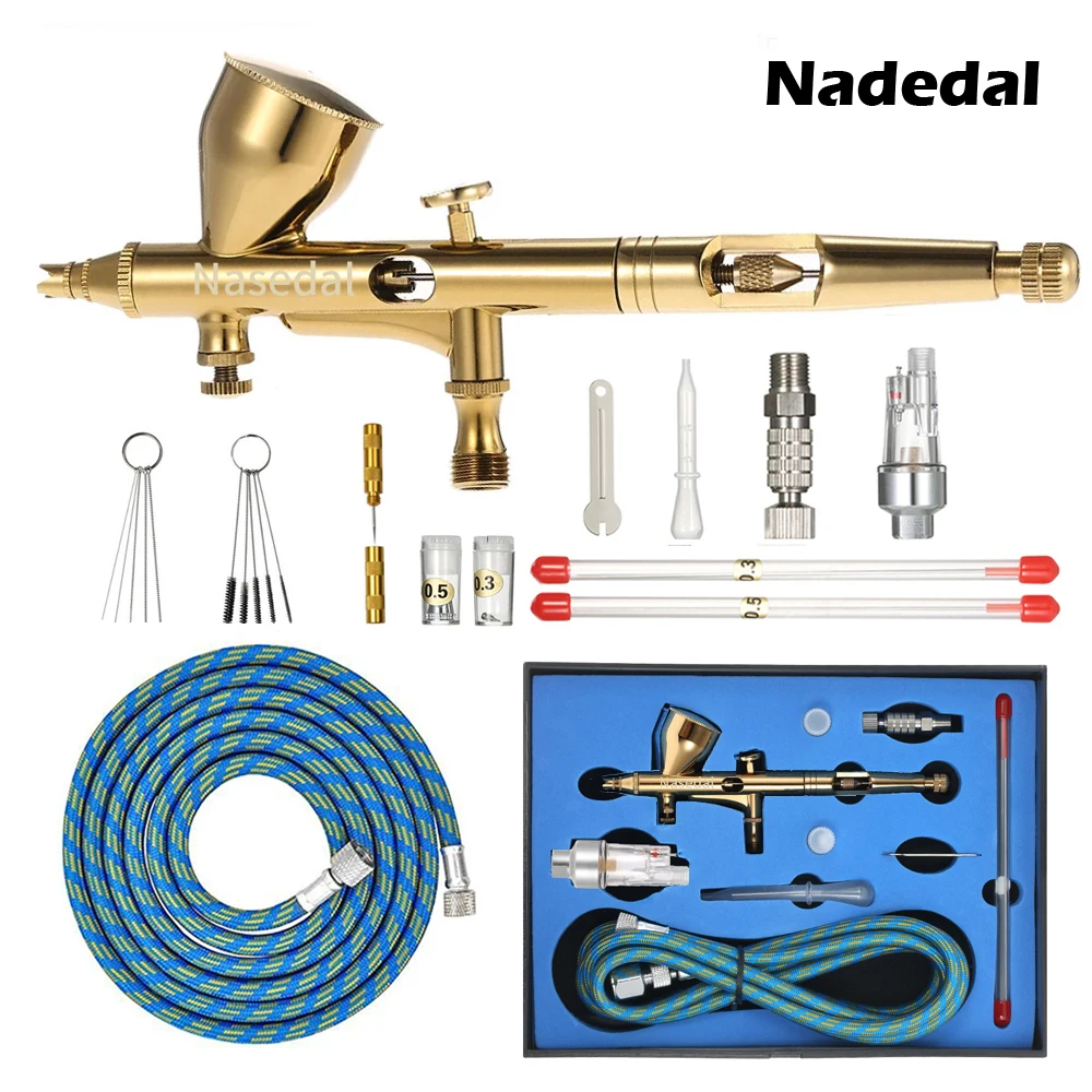 Nasedal Gravity Dual action Mini 9cc Аэрограф Золотая краска для ногтей пистолет распылитель