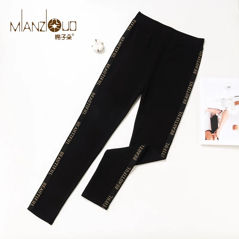 QK03-BLACK Mianziduo/ новые модные женские осенние и зимние эластичные и качественные плотные бархатные брюки теплые леггинсы - Цвет: QK03-BLACK