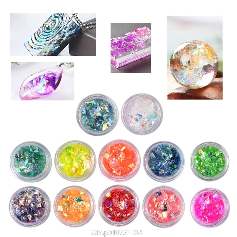 

12 box/set Manicure Shell Cellophane Colorful Candy Aurora Papers Hard Epoxy Filling Nail Polish Adhesive Dotted N12 20 Dropship