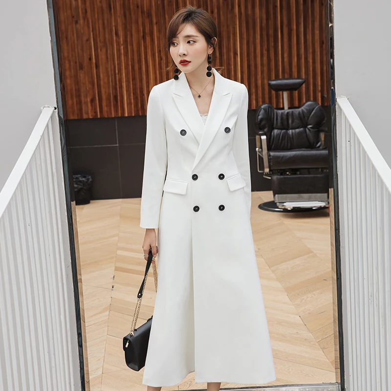 

Платье YIGELILA женское офисное с отложным воротником, модное двубортное длинное платье с длинным рукавом, белое, 65352