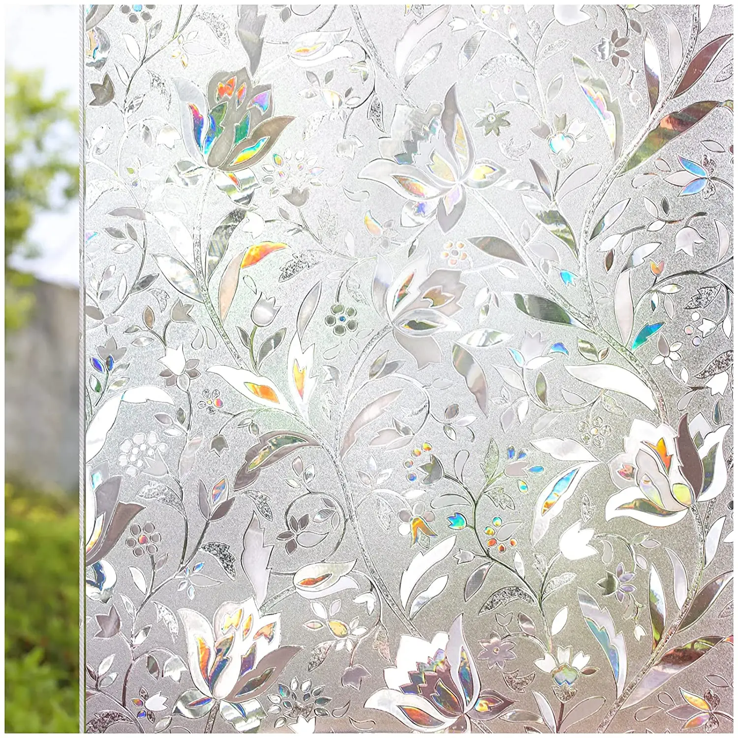 

LUCKYYJ Privacy Window Film Static Decor Stained Glass Film Self Adhesive Glass Tint for UV Blocking Heat Control Glass Stickers