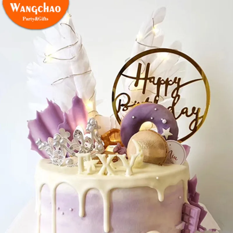 Kawaii перо Торт Топперы Крыло ангела Топпер для торта С Днем Рождения детский душ