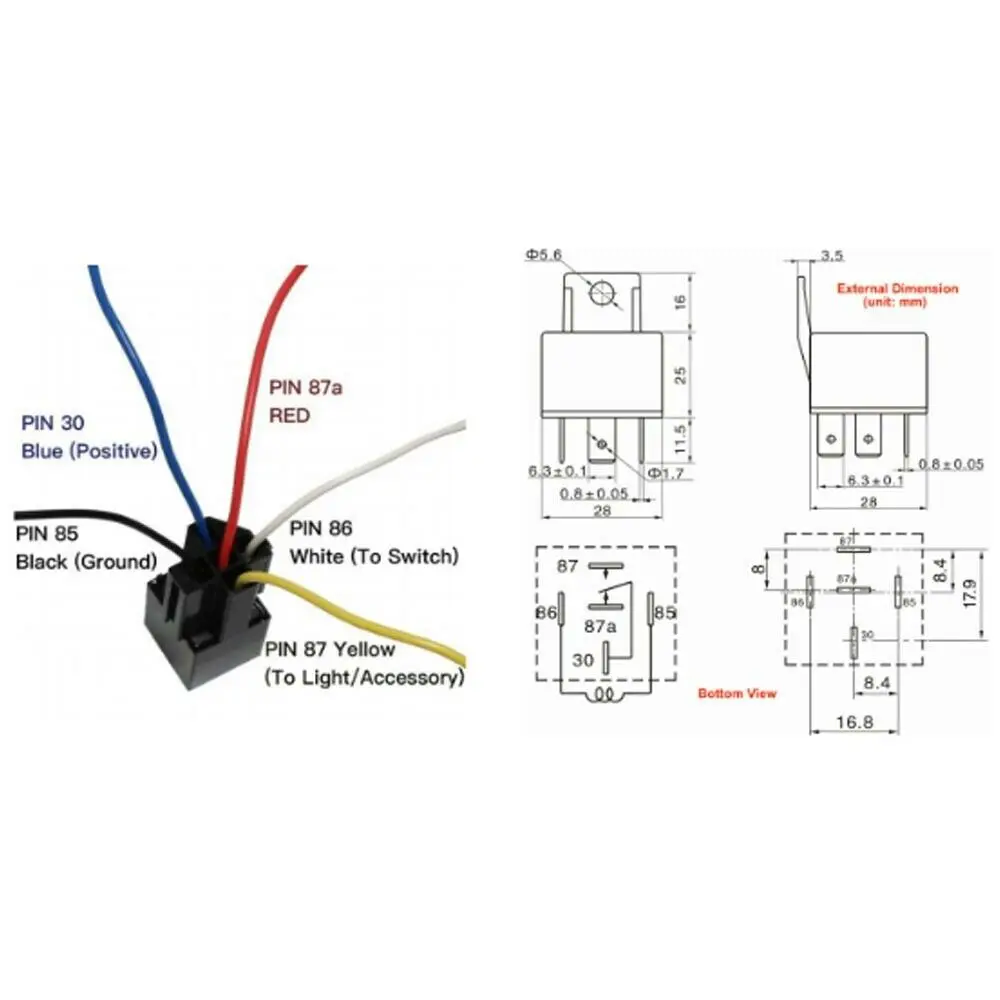 5Pcs 12V 40 Amp 4 Pin 5 with Wires Car SPDT Automotive Relay DC W/ Harness Socket JD1912 JD1914 Replacement Kit | Автомобили и