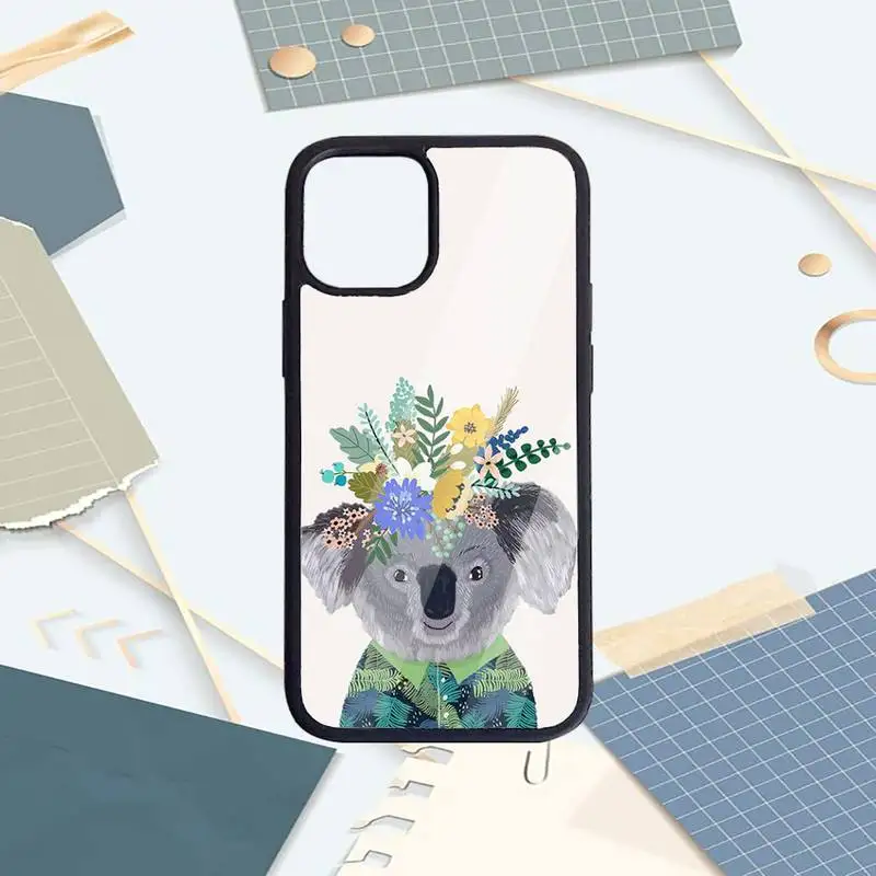 

Cute cartoon animal koala Phone Case PC For iPhone 11 12 pro XS MAX 8 7 6 6S Plus X 5S SE 2020 XR