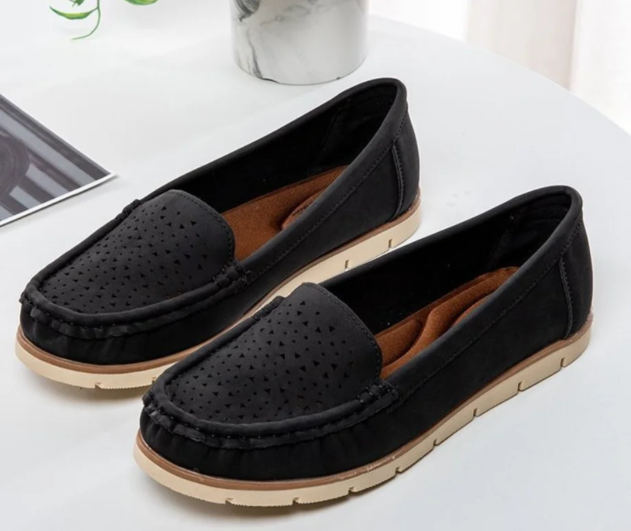 

Summer Women Flats Shoes Cutouts Leather Loafers Shoes Woman Breathable Ballet Flats Women Casual Shoes