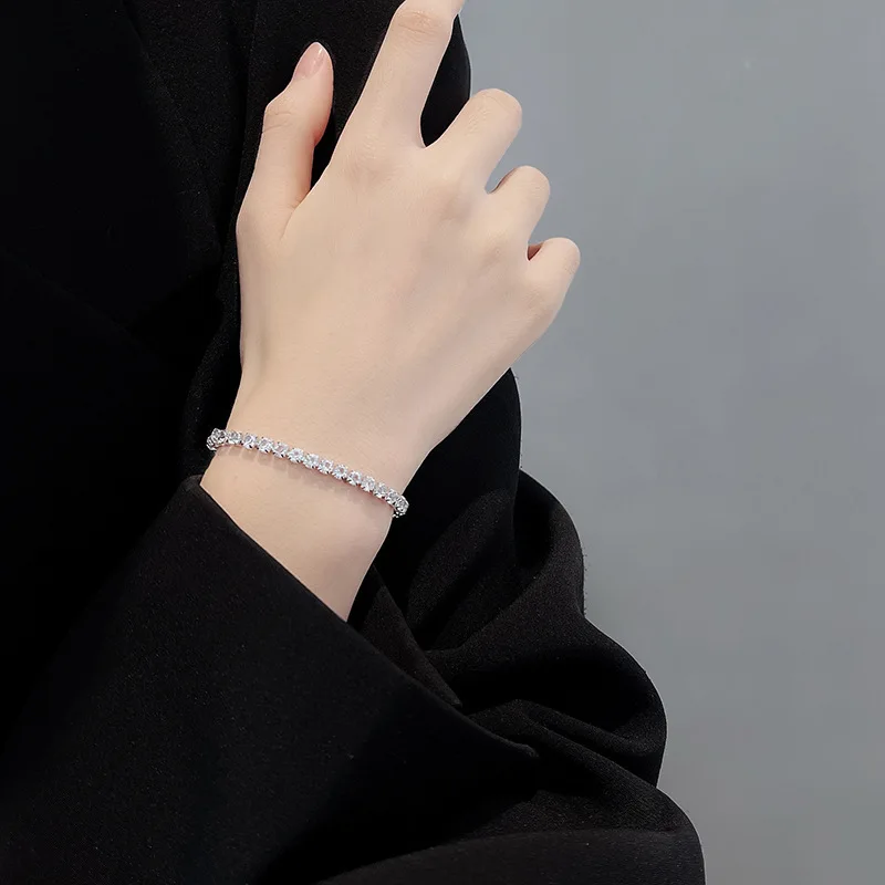 

Fashion Personality Temperament Bracelet Female Net Red Simple Full Diamond Zircon Bracelet Hong Kong Style Wild Trend Bracelet