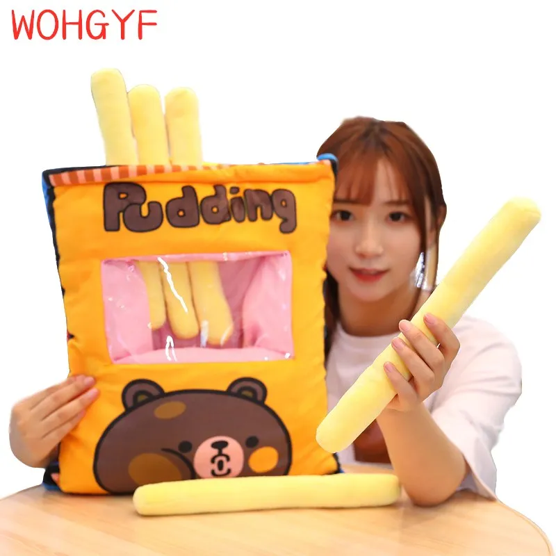 Мягкая плюшевая игрушка в виде картофеля фри хлопковая набивная подушка с