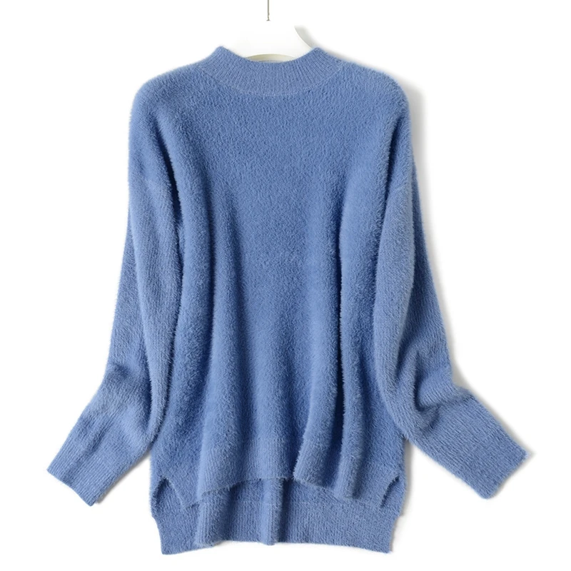 Женская трикотажная водолазка GIGOGOU бежевая теплая с высоким низким подолом