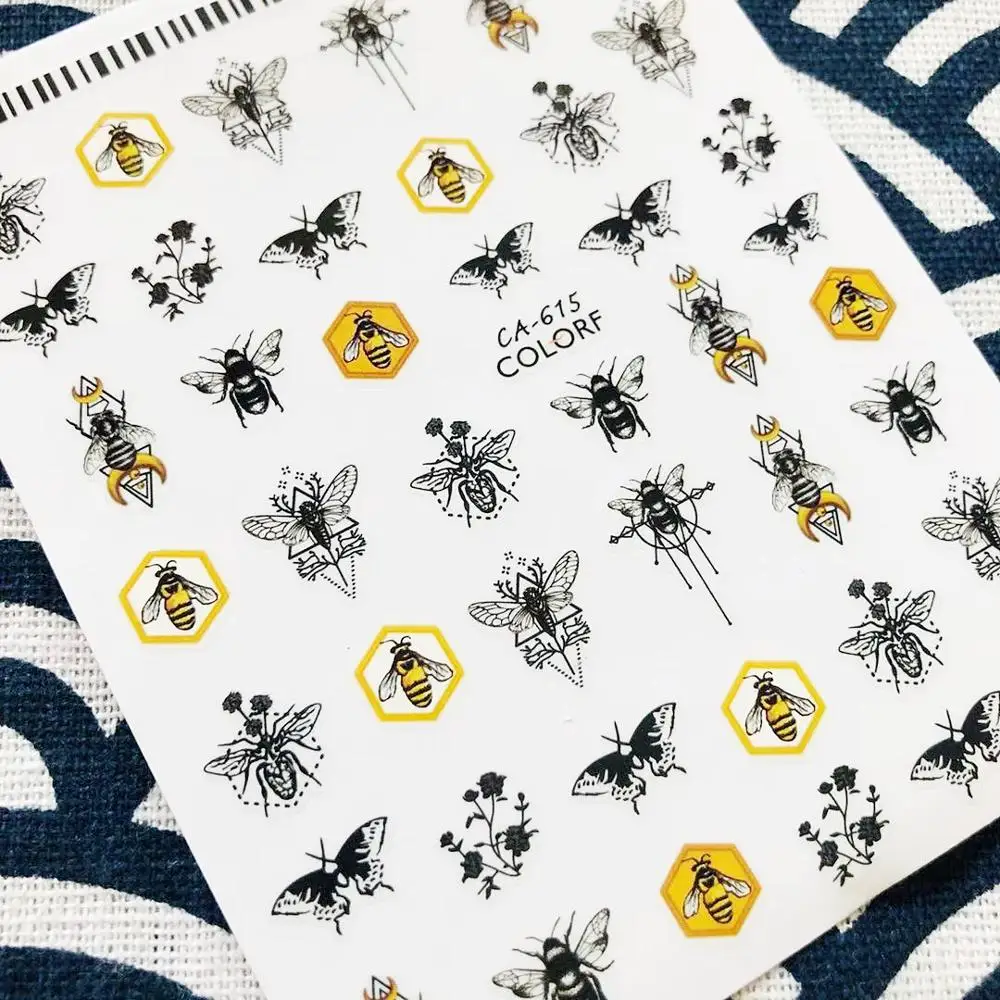 CA-615-197-198 пчелы жук стикеры 3D на ногти Nail Art Наклейка шаблон инструмент для ногтевого дизайна украшения - Цвет: CA-615