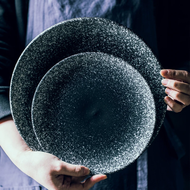 Керамическая тарелка в стиле ретро винтажные креативные тарелки японские