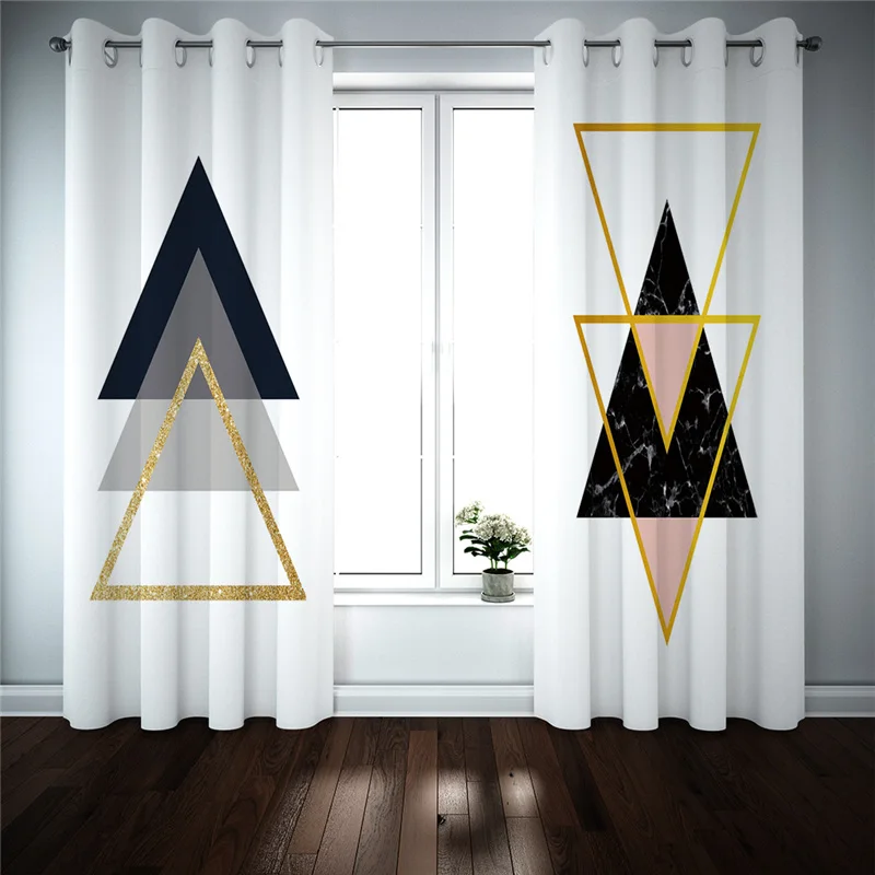 Светонепроницаемые шторы для гостиной спальни современные короткие графические