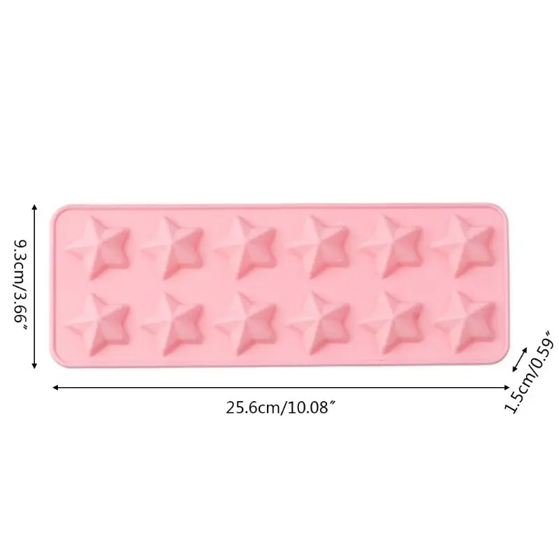 

12 Holes Stars 3D Handmade Silicone Soap Mold DIY Chocolate Biscuit Cake Mould