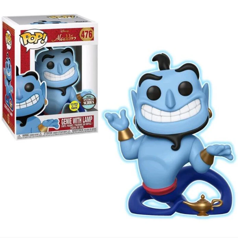 Genie With Box Funko Pop Aladdin фигурка Abu Parrot Iago Prince Ali Genie с лампой оригинальные коллекционные игрушки 10 см - Цвет: Genie With Box
