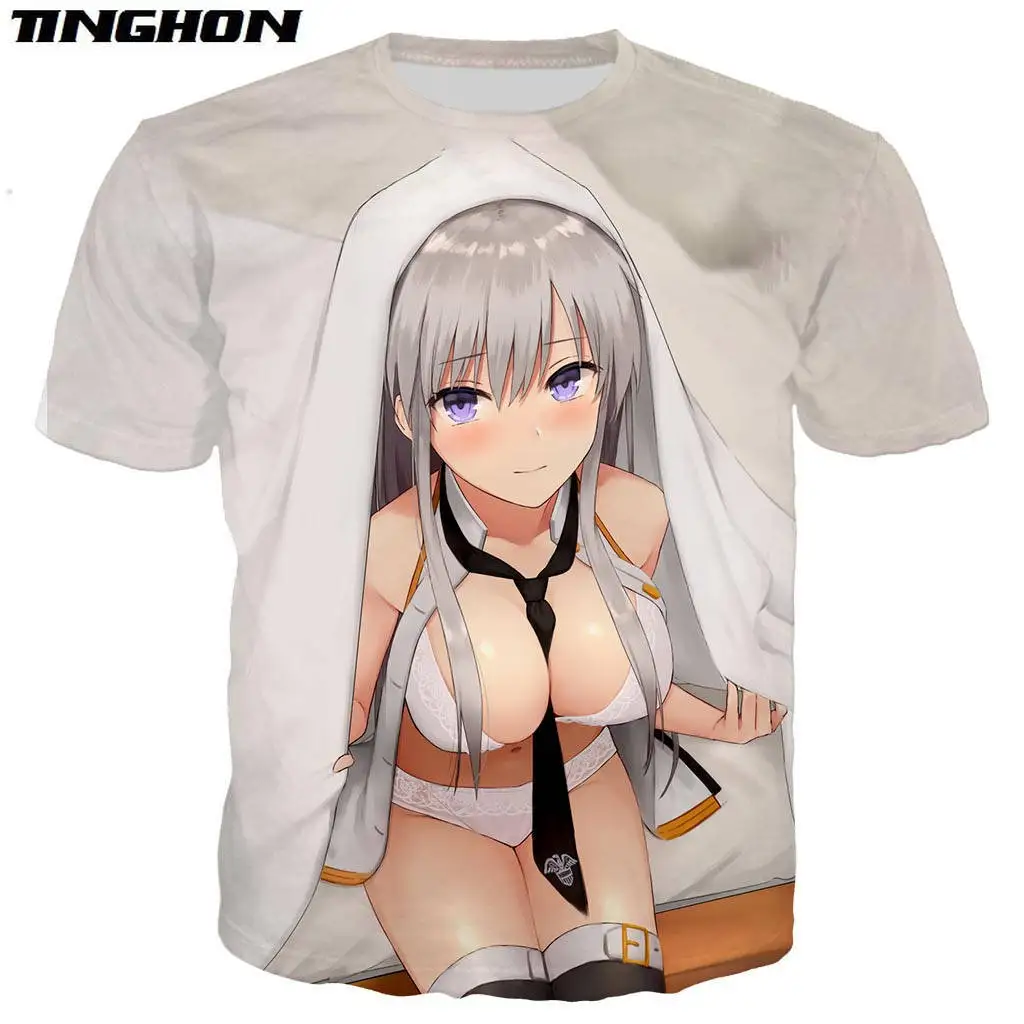 XS 7XL аниме Azur Lane футболка для мужчин/женские 3D с принтом модные футболки девочек