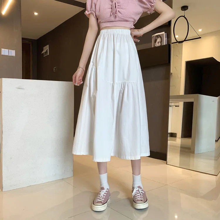 Женская длинная юбка белая весна-лето-осень 2021 | одежда